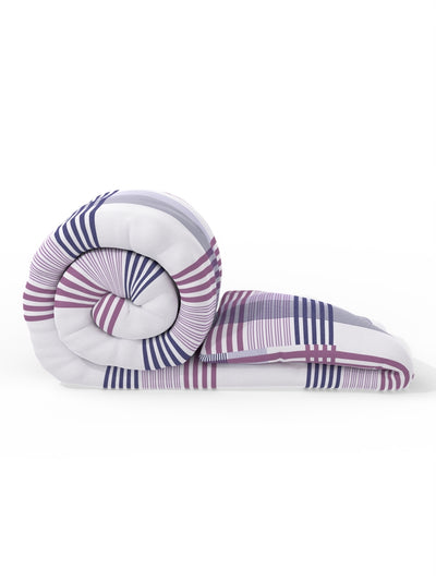 Super Soft 100% Natural Cotton Fabric Comforter For All Weather <small> (stripe-purple/blue)</small>