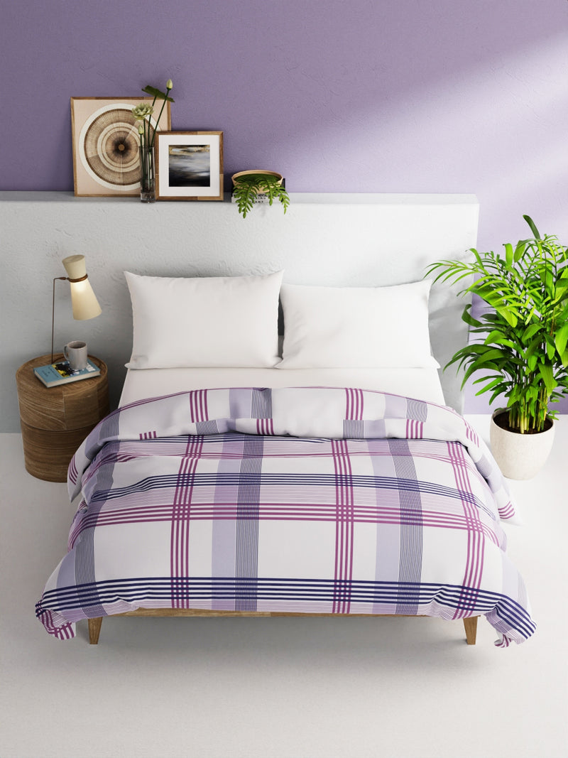 Super Soft 100% Natural Cotton Fabric Comforter For All Weather <small> (stripe-purple/blue)</small>