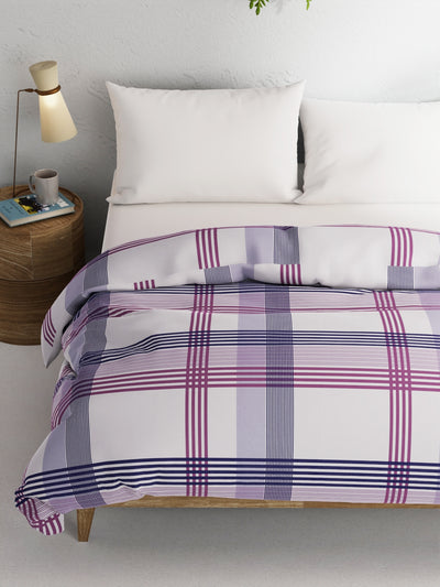 Super Soft 100% Natural Cotton Fabric Comforter For All Weather <small> (stripe-purple/blue)</small>