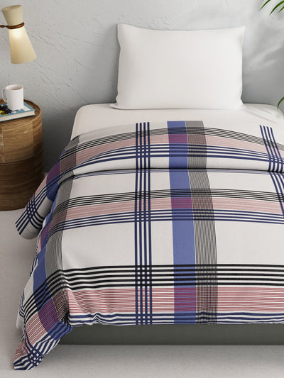 Super Soft 100% Natural Cotton Fabric Comforter For All Weather <small> (stripe-red/navy)</small>