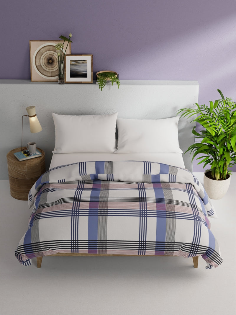 Super Soft 100% Natural Cotton Fabric Comforter For All Weather <small> (stripe-red/navy)</small>