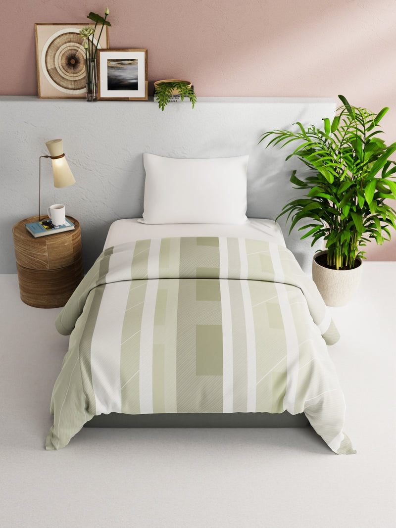 Super Soft 100% Natural Cotton Fabric Comforter For All Weather <small> (stripe-sage)</small>