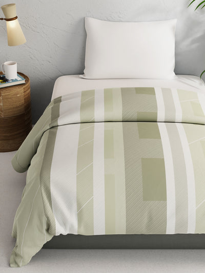 Super Soft 100% Natural Cotton Fabric Comforter For All Weather <small> (stripe-sage)</small>