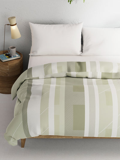 Super Soft 100% Natural Cotton Fabric Comforter For All Weather <small> (stripe-sage)</small>