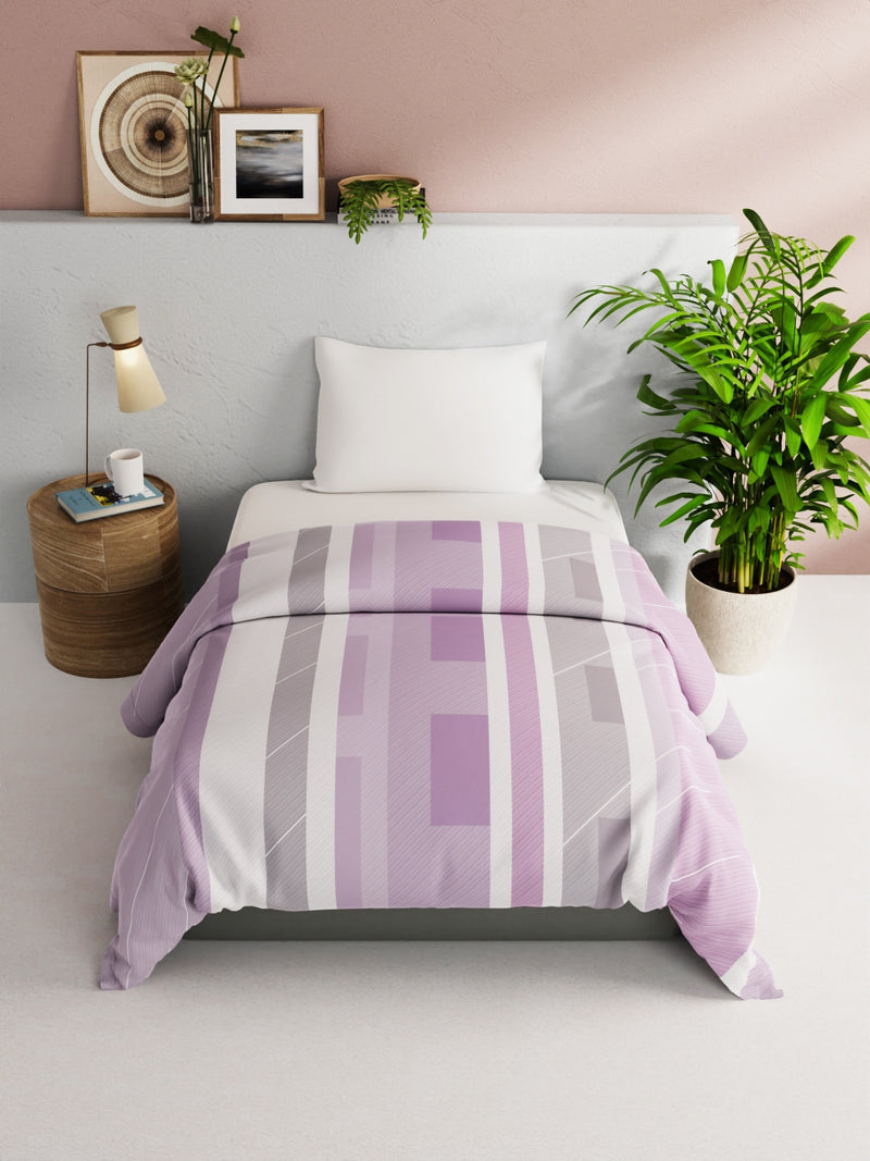 Super Soft 100% Natural Cotton Fabric Comforter For All Weather <small> (stripe-lilac)</small>