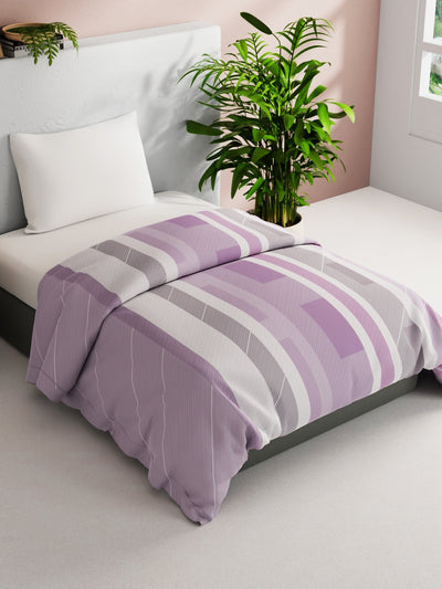 Super Soft 100% Natural Cotton Fabric Comforter For All Weather <small> (stripe-lilac)</small>