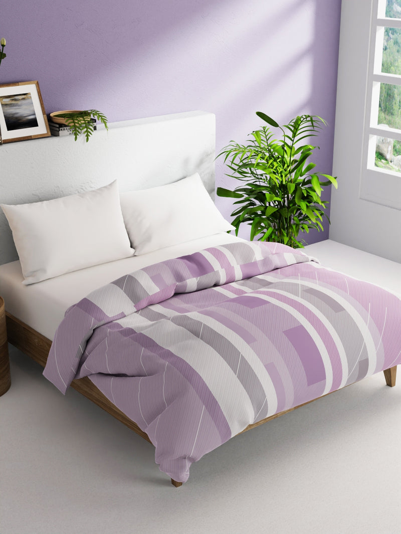 Super Soft 100% Natural Cotton Fabric Comforter For All Weather <small> (stripe-lilac)</small>