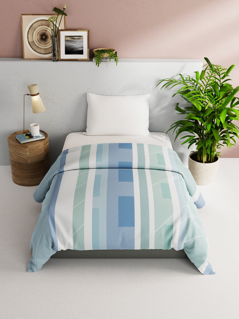 Super Soft 100% Natural Cotton Fabric Comforter For All Weather <small> (stripe-mint/green)</small>