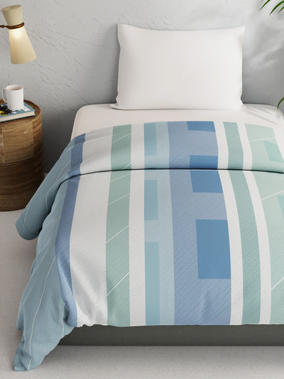 Super Soft 100% Natural Cotton Fabric Comforter For All Weather <small> (stripe-mint/green)</small>