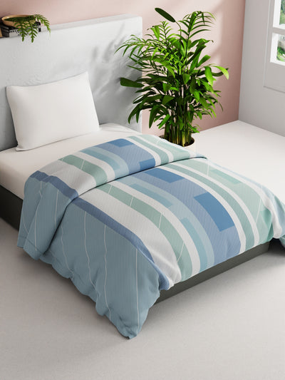 Super Soft 100% Natural Cotton Fabric Comforter For All Weather <small> (stripe-mint/green)</small>