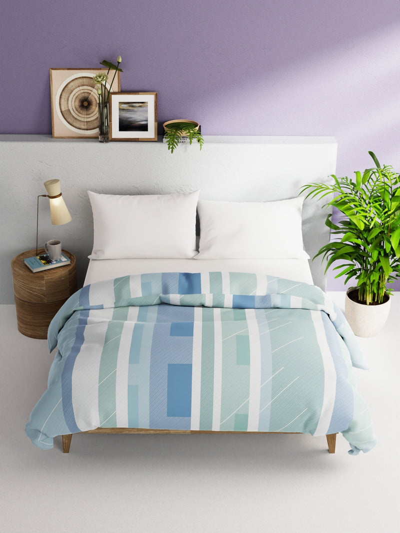 Super Soft 100% Natural Cotton Fabric Comforter For All Weather <small> (stripe-mint/green)</small>