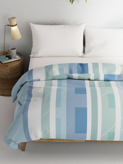 Super Soft 100% Natural Cotton Fabric Comforter For All Weather <small> (stripe-mint/green)</small>