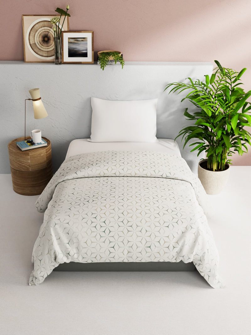 Super Soft 100% Natural Cotton Fabric Comforter For All Weather <small> (geometric-grey/green)</small>