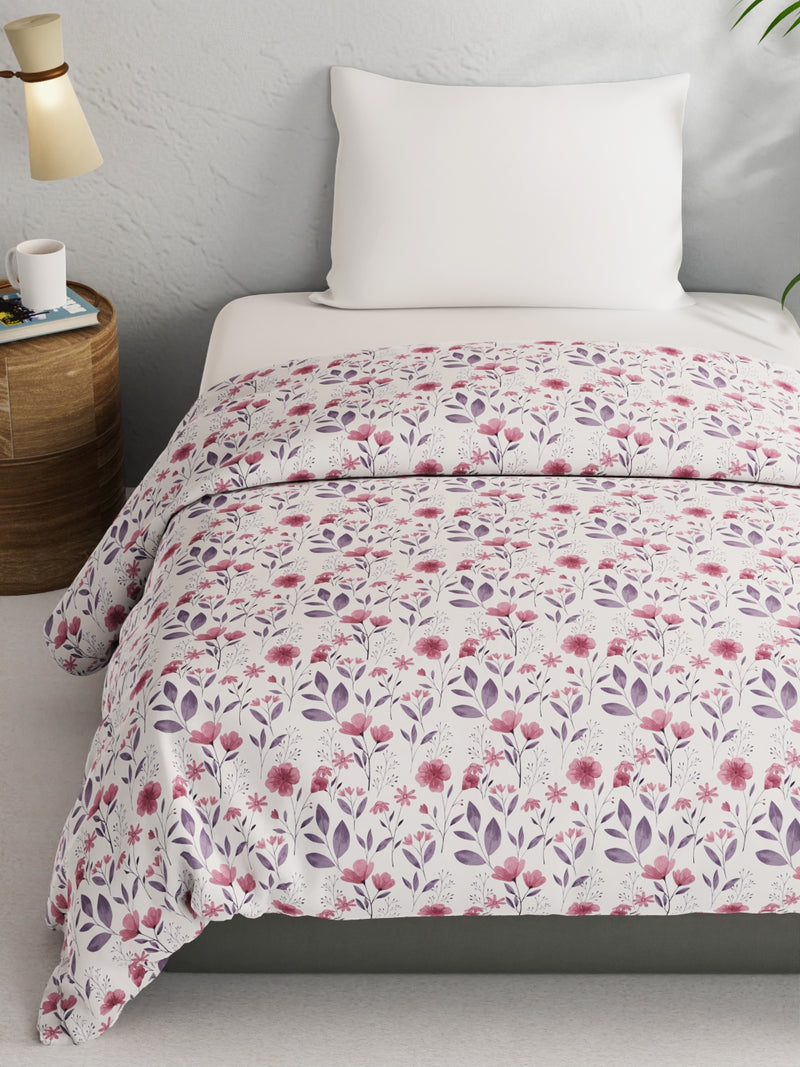 Super Soft 100% Natural Cotton Fabric Comforter For All Weather <small> (floral-pink/violet)</small>