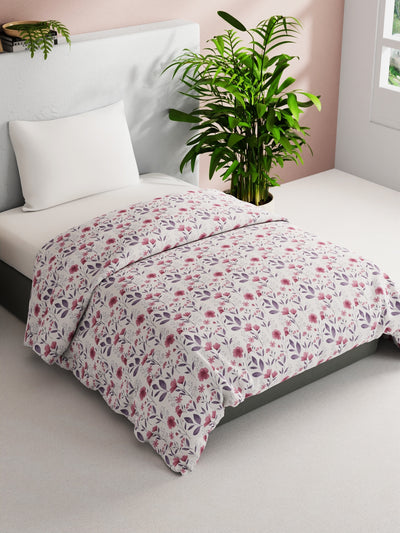 Super Soft 100% Natural Cotton Fabric Comforter For All Weather <small> (floral-pink/violet)</small>