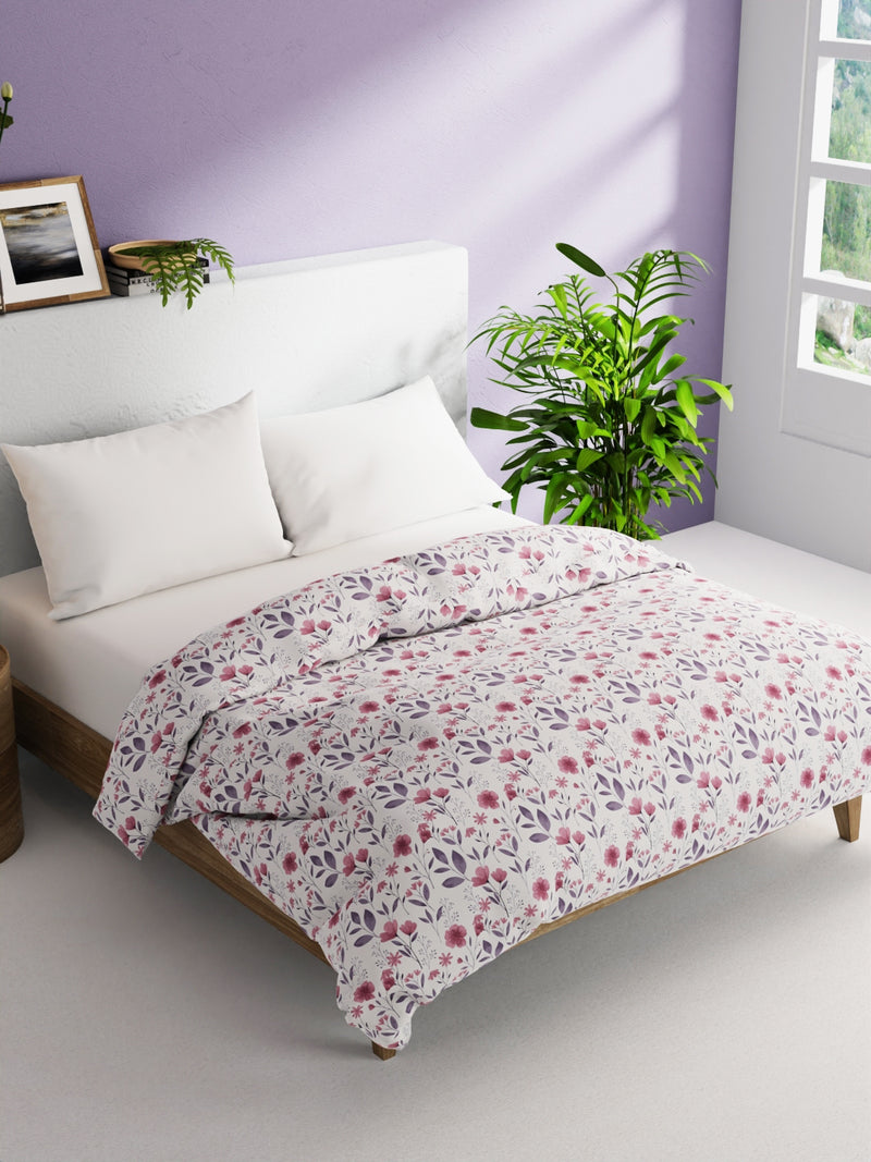 Super Soft 100% Natural Cotton Fabric Comforter For All Weather <small> (floral-pink/violet)</small>