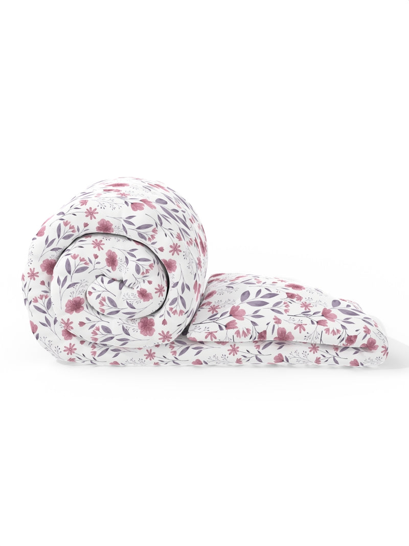 Super Soft 100% Natural Cotton Fabric Comforter For All Weather <small> (floral-pink/violet)</small>