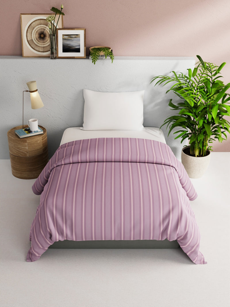 Super Soft 100% Natural Cotton Fabric Comforter For All Weather <small> (stripe-lilac/pink)</small>