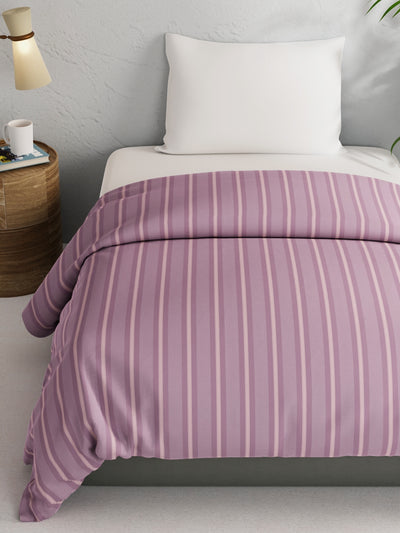 Super Soft 100% Natural Cotton Fabric Comforter For All Weather <small> (stripe-lilac/pink)</small>