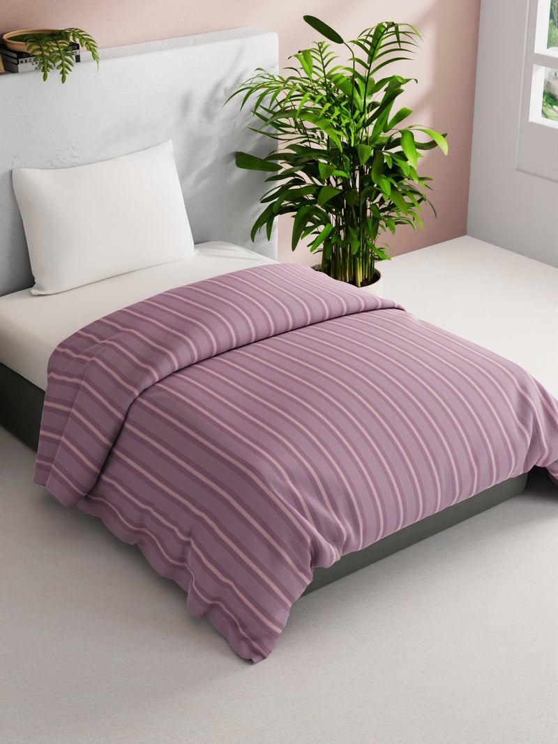 Super Soft 100% Natural Cotton Fabric Comforter For All Weather <small> (stripe-lilac/pink)</small>