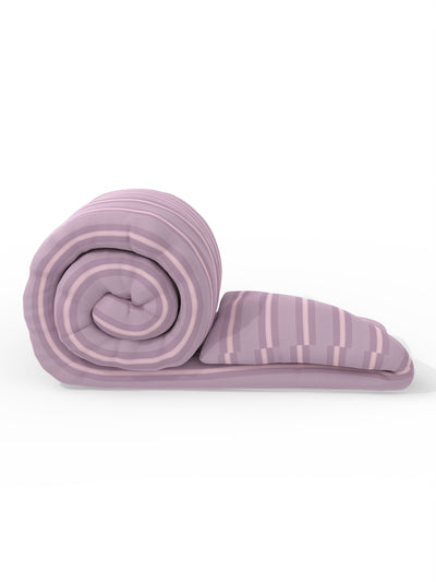 Super Soft 100% Natural Cotton Fabric Comforter For All Weather <small> (stripe-lilac/pink)</small>