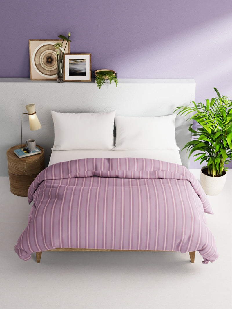 Super Soft 100% Natural Cotton Fabric Double Comforter For Winters <small> (stripe-lilac/pink)</small>