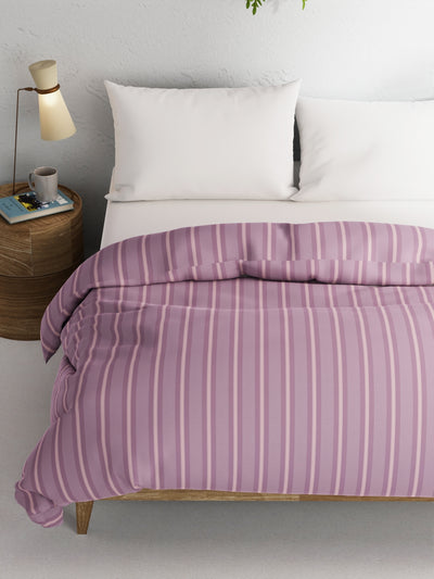 Super Soft 100% Natural Cotton Fabric Double Comforter For Winters <small> (stripe-lilac/pink)</small>