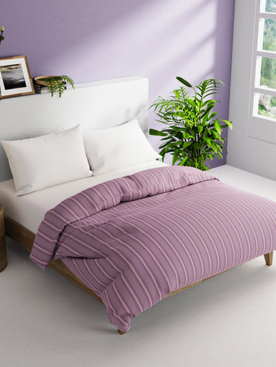 Super Soft 100% Natural Cotton Fabric Double Comforter For Winters <small> (stripe-lilac/pink)</small>