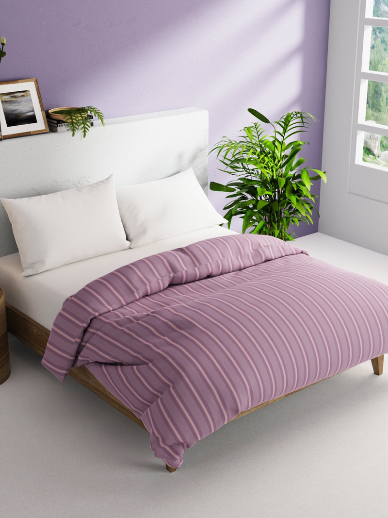 Super Soft 100% Natural Cotton Fabric Comforter For All Weather <small> (stripe-lilac/pink)</small>