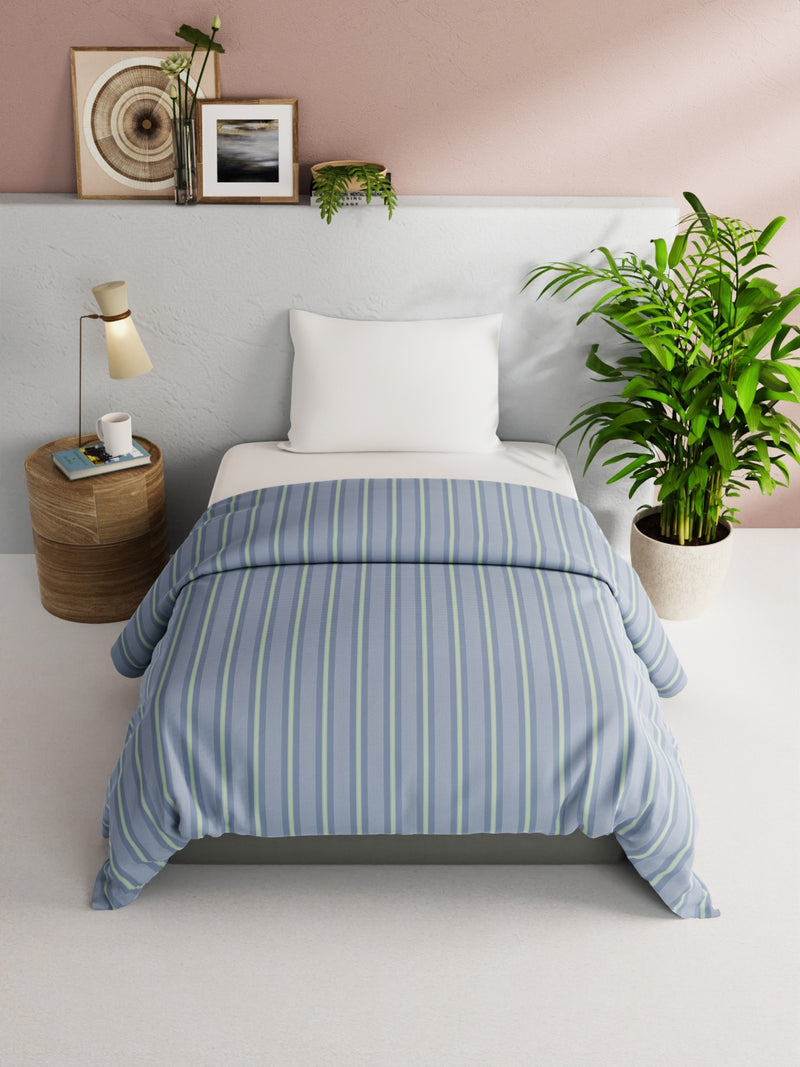 Super Soft 100% Natural Cotton Fabric Comforter For All Weather <small> (stripe-blue/green)</small>