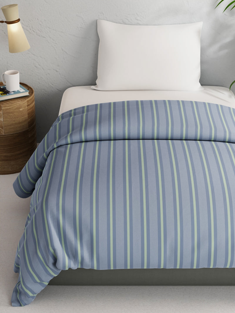 Super Soft 100% Natural Cotton Fabric Comforter For All Weather <small> (stripe-blue/green)</small>