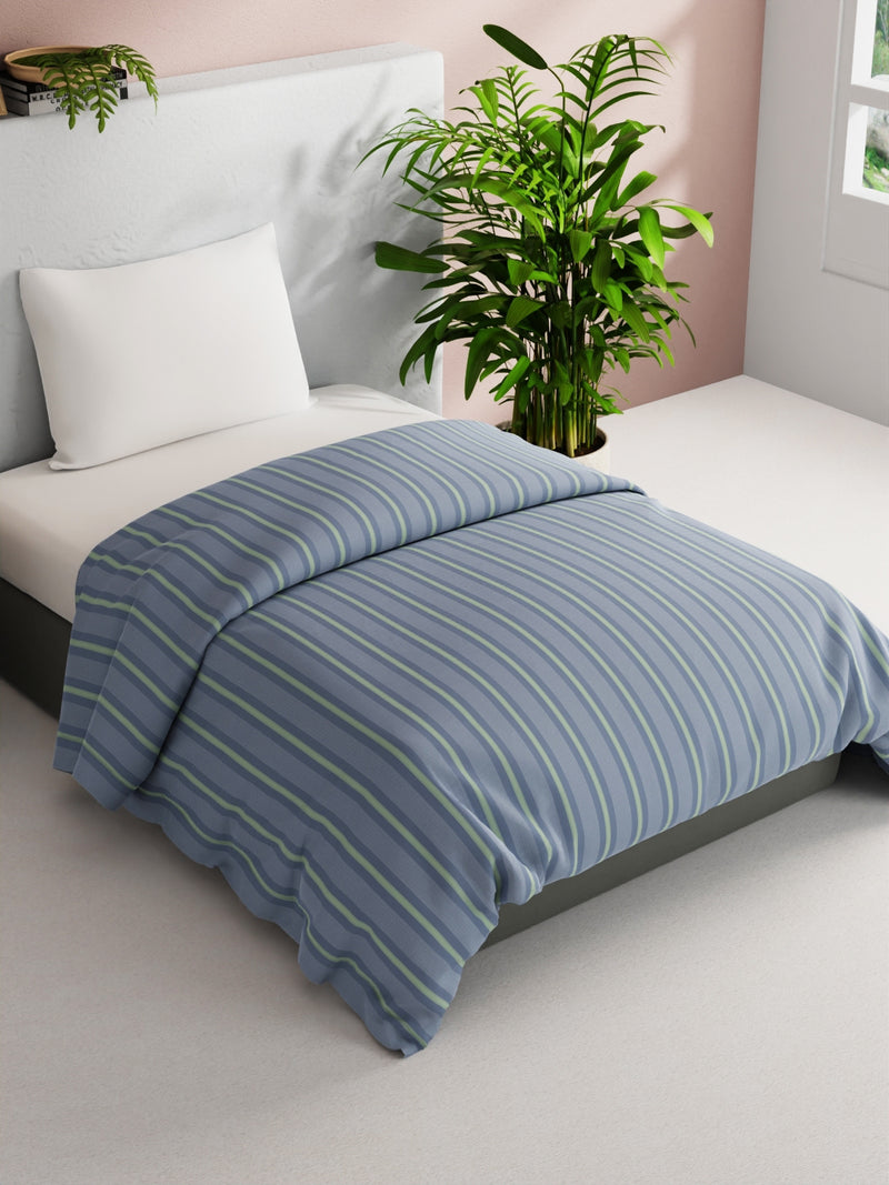 Super Soft 100% Natural Cotton Fabric Comforter For All Weather <small> (stripe-blue/green)</small>