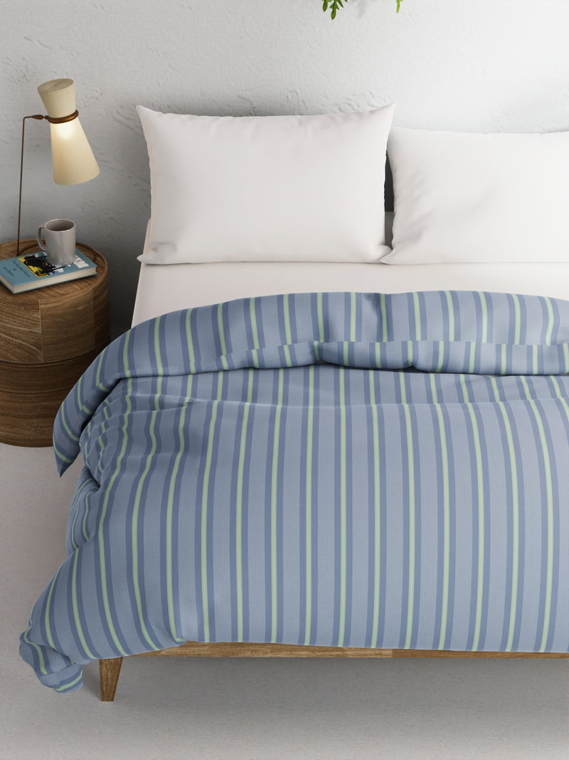 Super Soft 100% Natural Cotton Fabric Comforter For All Weather <small> (stripe-blue/green)</small>