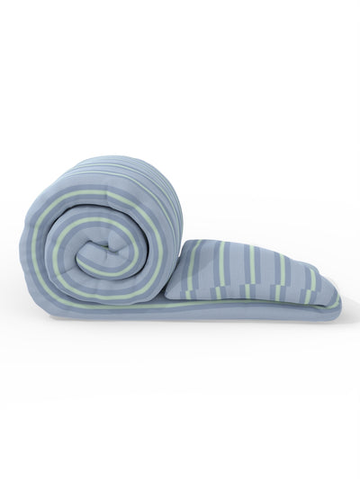 Super Soft 100% Natural Cotton Fabric Comforter For All Weather <small> (stripe-blue/green)</small>