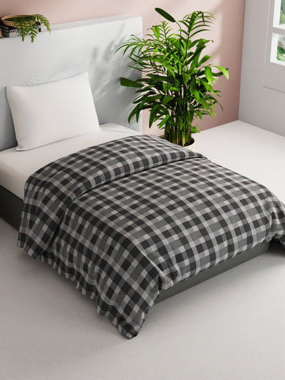 Super Soft 100% Natural Cotton Fabric Comforter For All Weather <small> (checks-grey)</small>