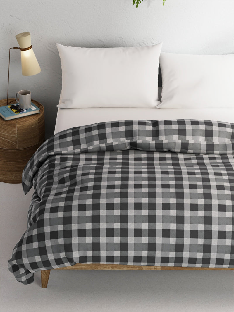 Super Soft 100% Natural Cotton Fabric Comforter For All Weather <small> (checks-grey)</small>