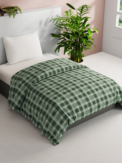 Super Soft 100% Natural Cotton Fabric Comforter For All Weather <small> (checks-green)</small>