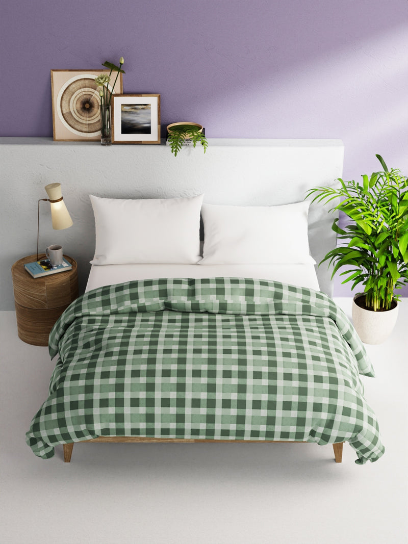 Super Soft 100% Natural Cotton Fabric Comforter For All Weather <small> (checks-green)</small>