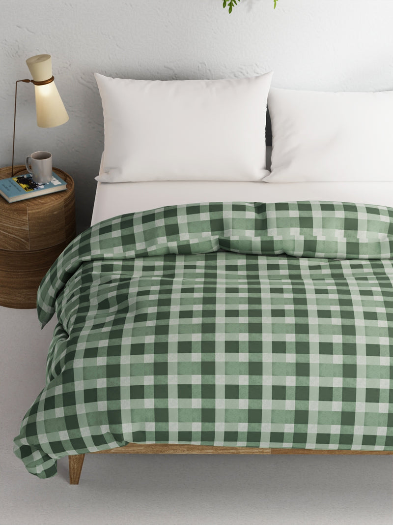 Super Soft 100% Natural Cotton Fabric Comforter For All Weather <small> (checks-green)</small>