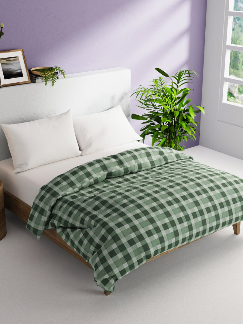 Super Soft 100% Natural Cotton Fabric Comforter For All Weather <small> (checks-green)</small>