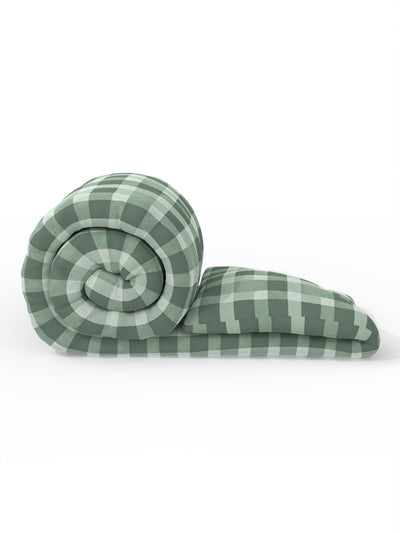 Super Soft 100% Natural Cotton Fabric Comforter For All Weather <small> (checks-green)</small>