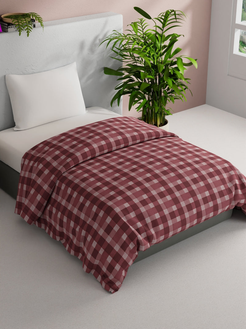 Super Soft 100% Natural Cotton Fabric Comforter For All Weather <small> (checks-maroon)</small>