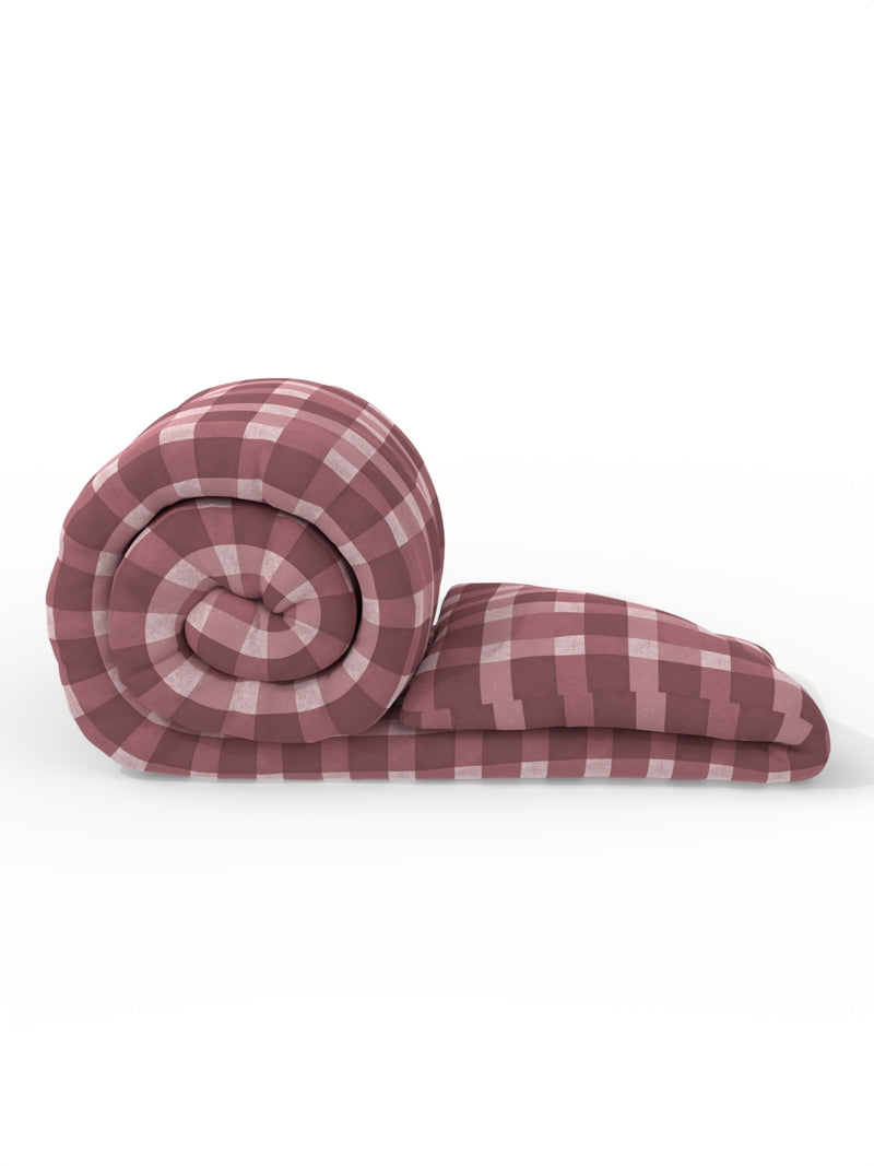 Super Soft 100% Natural Cotton Fabric Comforter For All Weather <small> (checks-maroon)</small>