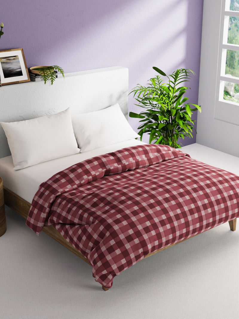 Super Soft 100% Natural Cotton Fabric Comforter For All Weather <small> (checks-maroon)</small>