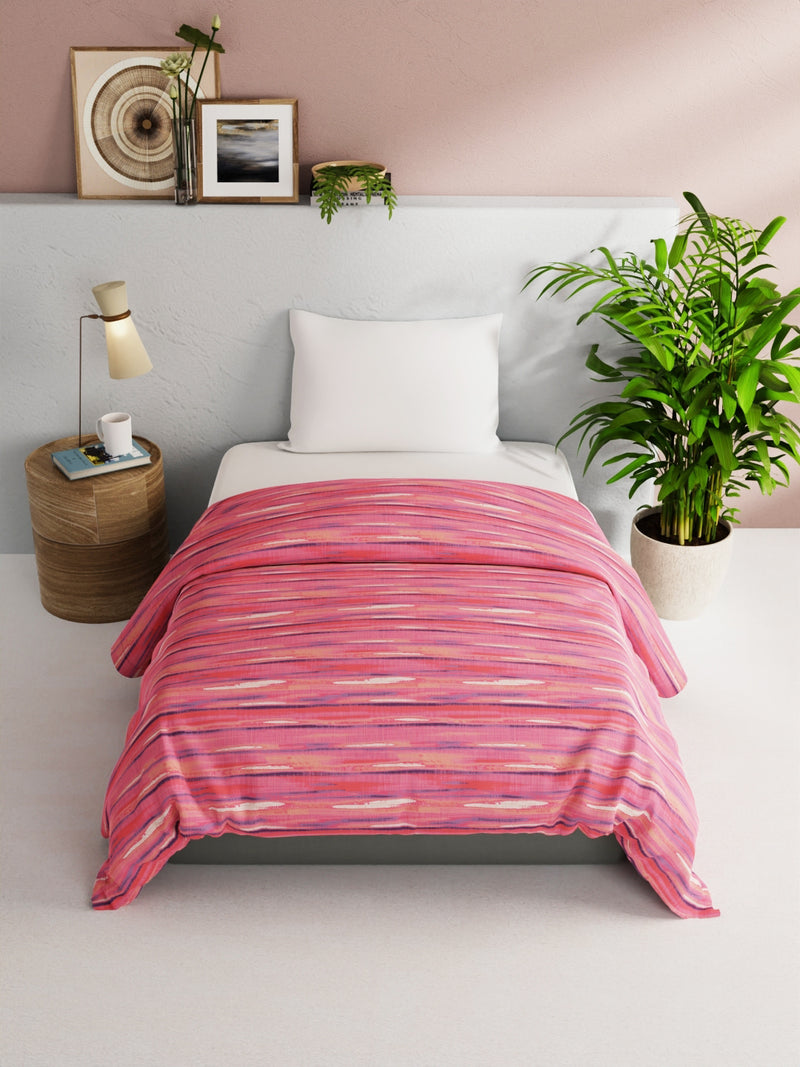 Super Soft 100% Natural Cotton Fabric Comforter For All Weather <small> (abstract-pink/multi)</small>