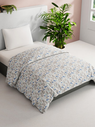 Super Soft 100% Natural Cotton Fabric Comforter For All Weather <small> (floral-blue/grey)</small>