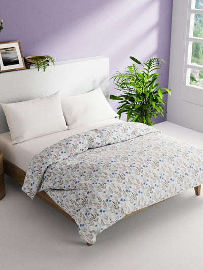 Super Soft 100% Natural Cotton Fabric Comforter For All Weather <small> (floral-blue/grey)</small>