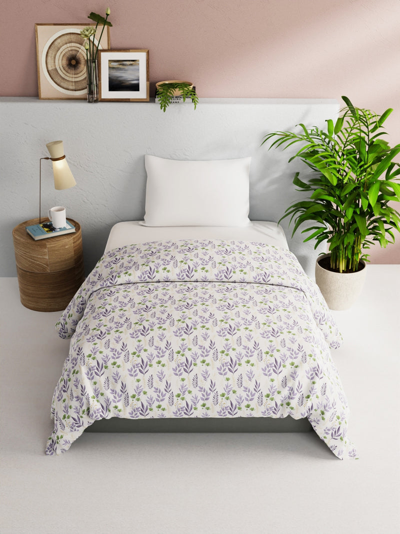 Super Soft 100% Natural Cotton Fabric Comforter For All Weather <small> (floral-green/purple)</small>