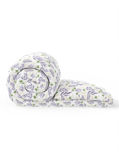 Super Soft 100% Natural Cotton Fabric Comforter For All Weather <small> (floral-green/purple)</small>