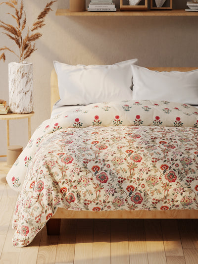 Super Soft Microfiber Double Comforter For All Weather <small> (floral-red)</small>